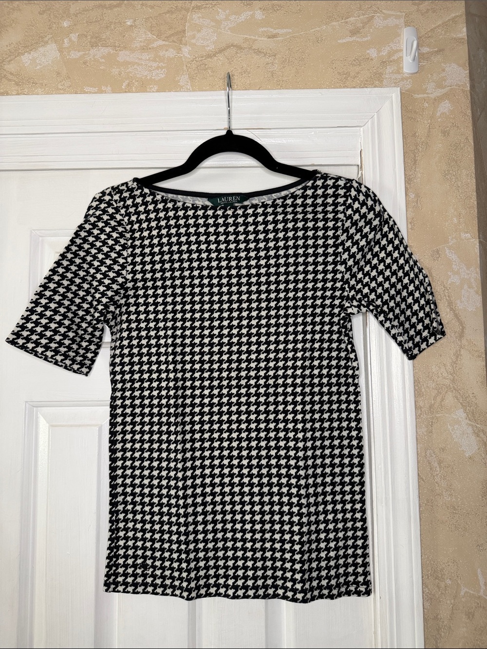 Lauren Ralph Lauren Black & White Houndstooth T-shirt